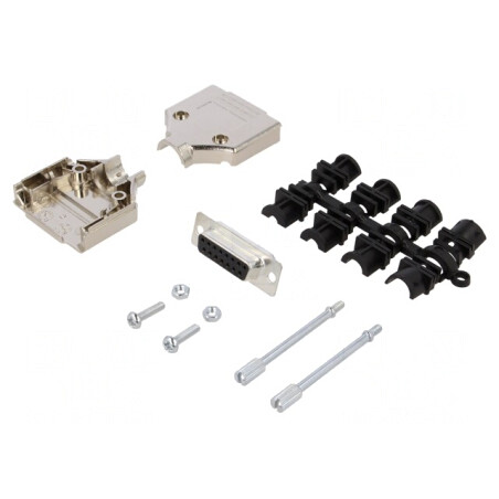 Conector D-Sub 15-Pini Mufă Mamă Lipire Cablu Kit Complet | Electronic-mag.ro | Componente Electronice
