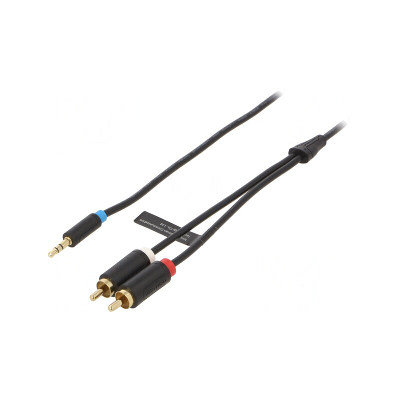 Cablu Jack 3,5mm la RCA x2 1,5m Aurit Negru | Electronic-mag.ro | Componente Electronice