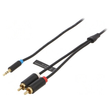 Cablu Jack 3,5mm la RCA x2 1,5m Aurit Negru | Electronic-mag.ro | Componente Electronice