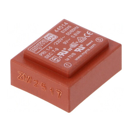 Transformator încapsulat 0,6VA 230V 9V 66mA PCB | Electronic-mag.ro | Componente Electronice