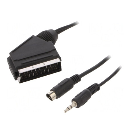 Cablu SCART 5m cu mufă DIN mini 4pin și Jack 3,5mm 3pin | Electronic-mag.ro | Componente Electronice