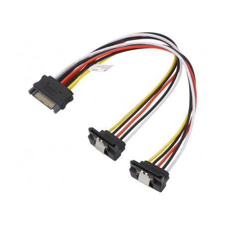 Cablu SATA Dual Tată-Mamă Unghi 0,2m | Electronic-mag.ro | Componente Electronice