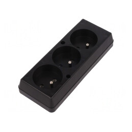 Conector Alimentare AC Mamă Splitter 2P PE 250VAC 16A Negru | Electronic-mag.ro | Componente Electronice