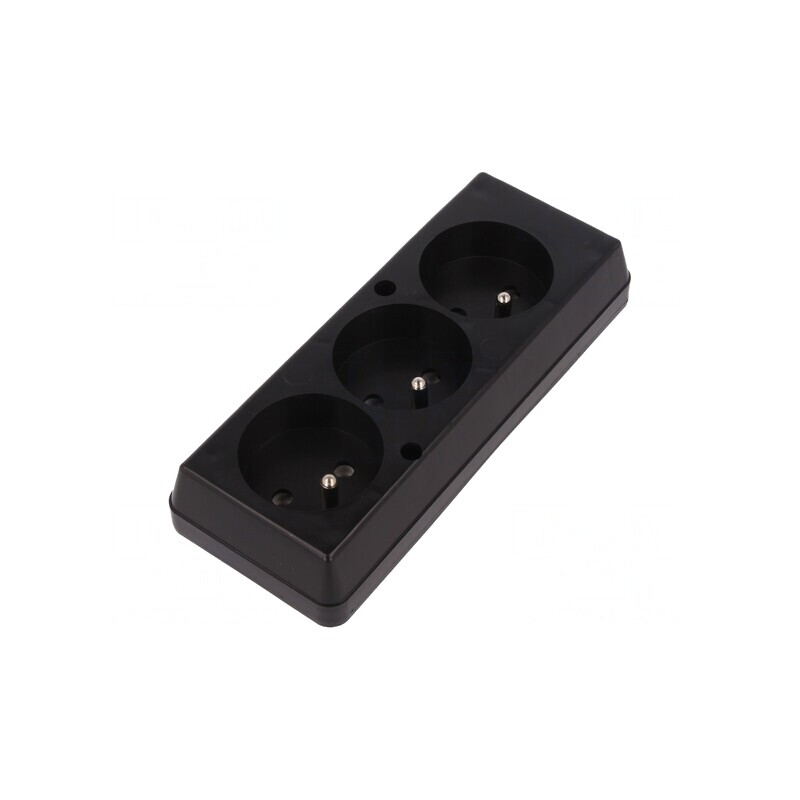 Conector Alimentare AC Mamă Splitter 2P PE 250VAC 16A Negru | Electronic-mag.ro | Componente Electronice