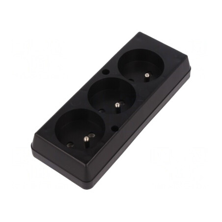 Conector Alimentare AC Mamă Splitter 2P PE 250VAC 16A Negru | Electronic-mag.ro | Componente Electronice