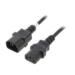Cablu Alimentare IEC C13 la IEC C14 0.5m Negru | Electronic-mag.ro | Componente Electronice