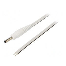 Cablu Alb 2x0,5mm2 cu Mufă DC 3,5/1,3 1,5m | Electronic-mag.ro | Componente Electronice