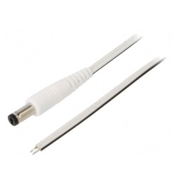 Cablu Alb 2x0,5mm2 DC 5,5/1,7 Mufă Dreaptă 1,5m | Electronic-mag.ro | Componente Electronice