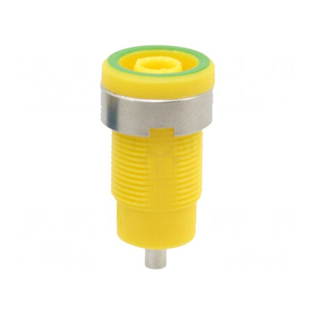 Soclu Banană 4mm 25A Galben-Verde Lipit | Electronic-mag.ro | Componente Electronice