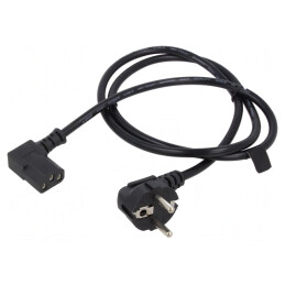 Cablu Alimentare 3x0,75mm2 CEE 7/7 Ştecăr Unghi - IEC C13 Mamă | Electronic-mag.ro | Componente Electronice