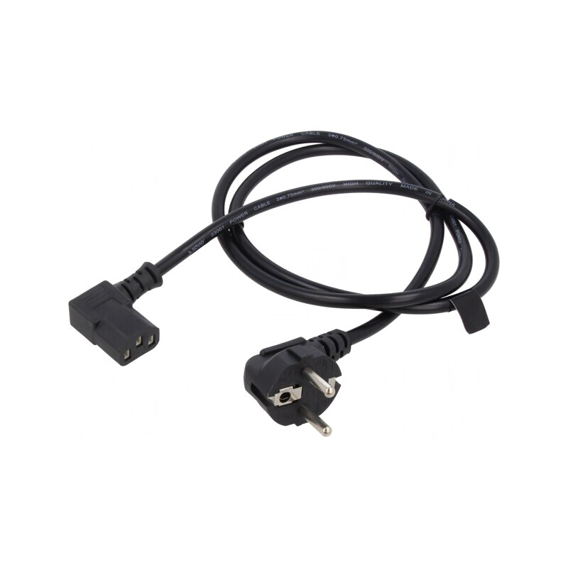 Cablu Alimentare 3x0,75mm2 CEE 7/7 Ştecăr Unghi - IEC C13 Mamă | Electronic-mag.ro | Componente Electronice