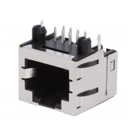 Soclu RJ45 8P Cat 3 Ecranat Profil Jos Aurit pentru PCB | Electronic-mag.ro | Componente Electronice