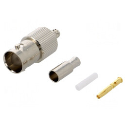 Mufă BNC Mamă Drept 75Ω Crimpat Aurit | Electronic-mag.ro | Componente Electronice