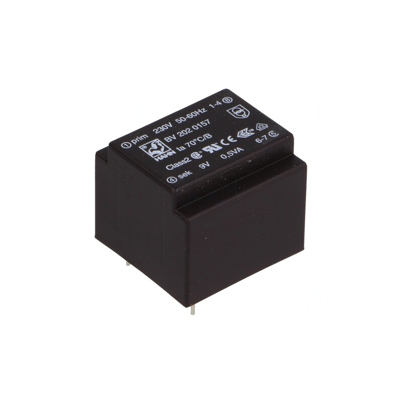 Transformator Încapsulat 0,5VA 230VAC 9V 55mA PCB | Electronic-mag.ro | Componente Electronice