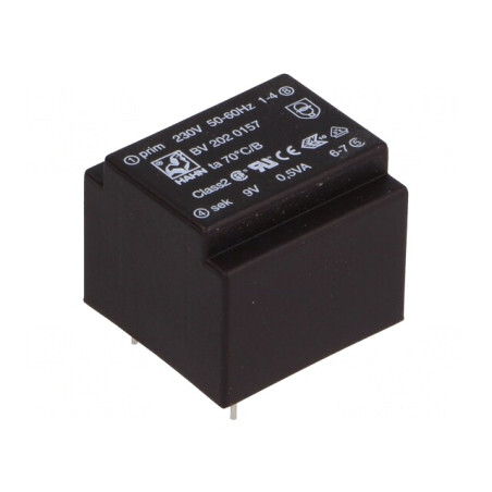 Transformator Încapsulat 0,5VA 230VAC 9V 55mA PCB | Electronic-mag.ro | Componente Electronice