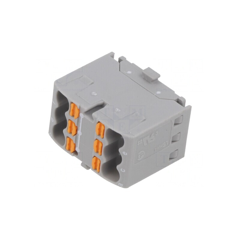 Bloc de distribuție 1,5mm2 cu 6 borne gri | Electronic-mag.ro | Componente Electronice
