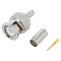 Mufă BNC tată drept 50Ω crimpat aurit | Electronic-mag.ro | Componente Electronice