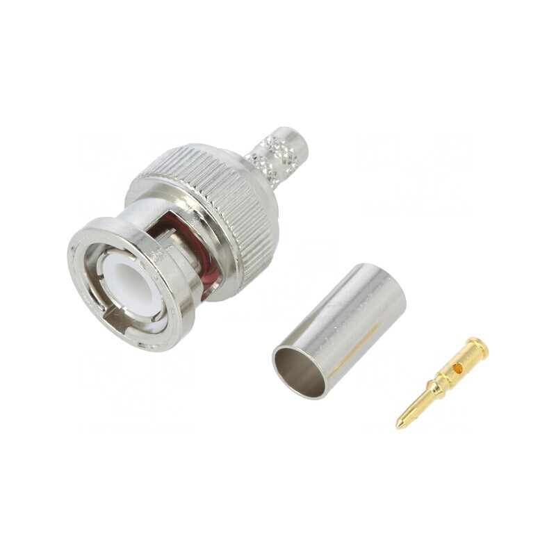 Mufă BNC tată drept 50Ω crimpat aurit | Electronic-mag.ro | Componente Electronice