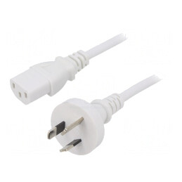 Cablu de Alimentare 1m Alb 3x0.75mm2 Mufă AS/NZS 3112 la IEC C13 | Electronic-mag.ro | Componente Electronice