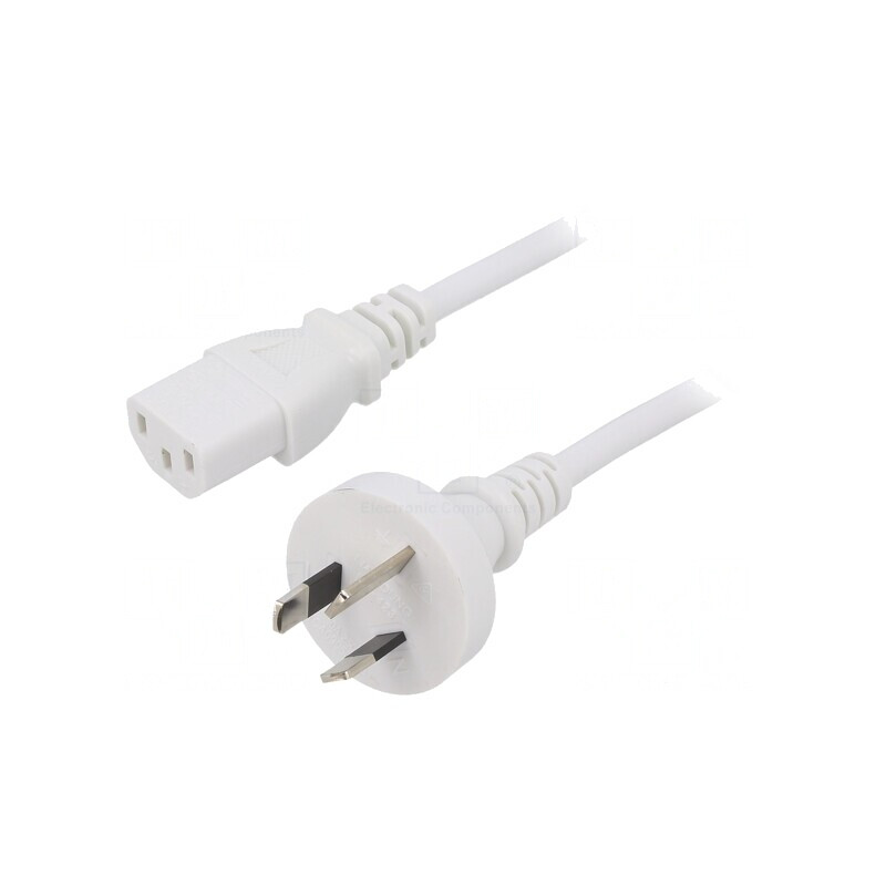 Cablu de Alimentare 1m Alb 3x0.75mm2 Mufă AS/NZS 3112 la IEC C13 | Electronic-mag.ro | Componente Electronice