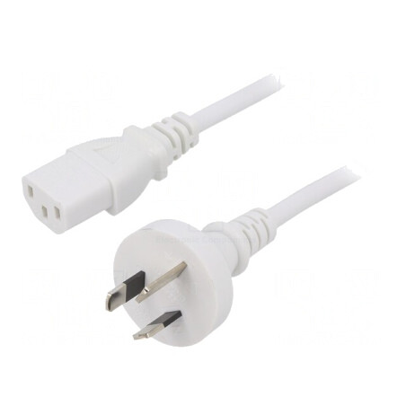 Cablu de Alimentare 1m Alb 3x0.75mm2 Mufă AS/NZS 3112 la IEC C13 | Electronic-mag.ro | Componente Electronice