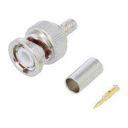 Mufă BNC tată drept 50Ω crimpat aurit | Electronic-mag.ro | Componente Electronice