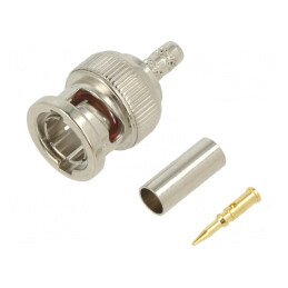 Mufă BNC Tată Drept 75Ω Crimpat POM Aurit | Electronic-mag.ro | Componente Electronice