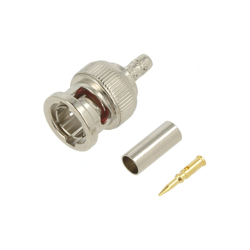 Mufă BNC Tată Drept 75Ω Crimpat POM Aurit | Electronic-mag.ro | Componente Electronice
