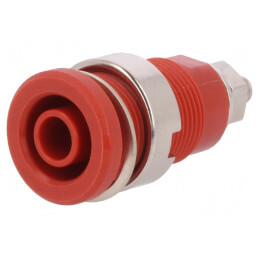 Soclu Banană 4mm 32A Roșie Nichelată Pe Panou | Electronic-mag.ro | Componente Electronice