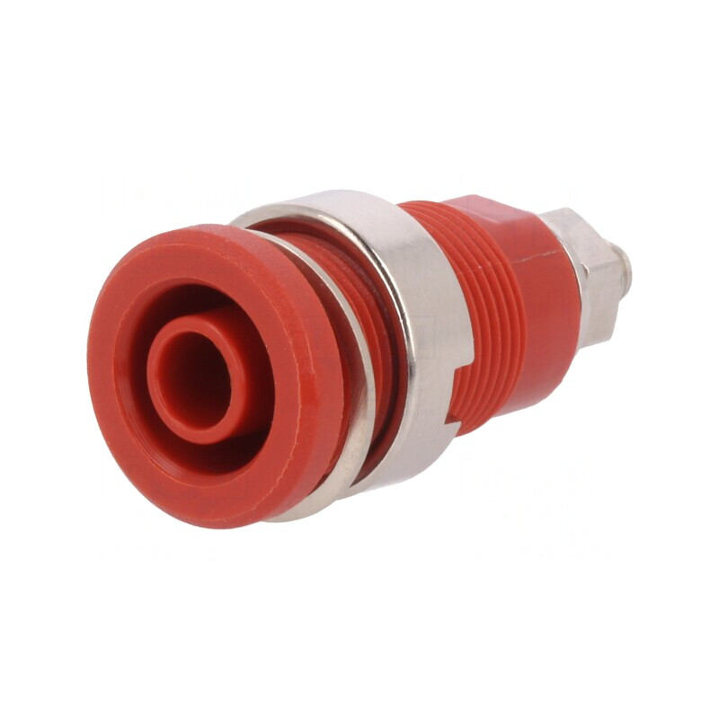 Soclu Banană 4mm 32A Roșie Nichelată Pe Panou | Electronic-mag.ro | Componente Electronice