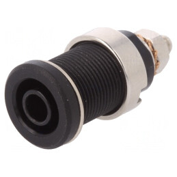 Soclu Banană 4mm 32A Negru Nichelat Panou | Electronic-mag.ro | Componente Electronice