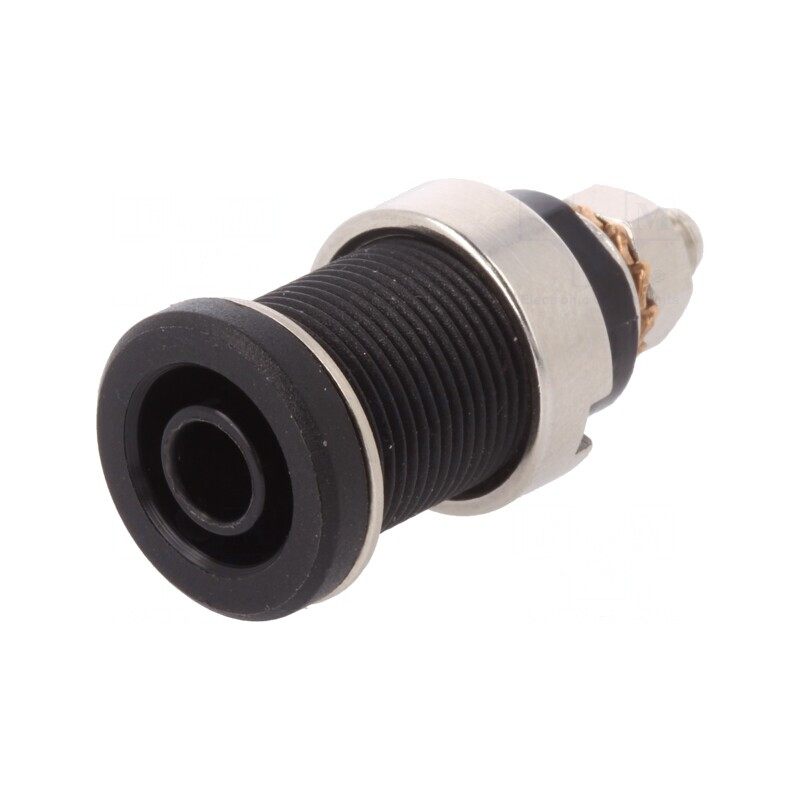 Soclu Banană 4mm 32A Negru Nichelat Panou | Electronic-mag.ro | Componente Electronice