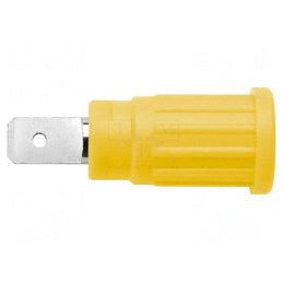 Soclu banană 4mm galben-verde 32A 1kV nichelat | Electronic-mag.ro | Componente Electronice
