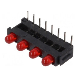 LED roșu 2,8mm 4 diode 20mA 60° 15-30mcd
