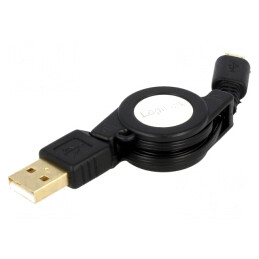 Cablu USB 2.0 Retractabil USB-A la Micro-USB Aurit | Electronic-mag.ro | Componente Electronice