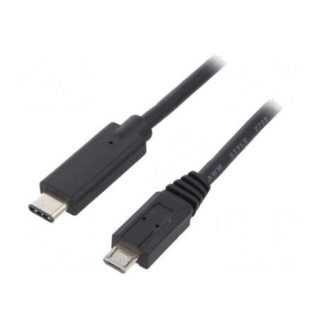 Cablu USB 2.0 USB B Micro la USB C 1.2m Negru | Electronic-mag.ro | Componente Electronice