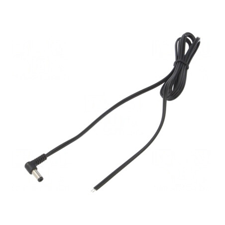 Cablu Alimentare 1,5m DC 5,5/2,5 Mufă Unghi Negru 2x0,5mm2 | Electronic-mag.ro | Componente Electronice