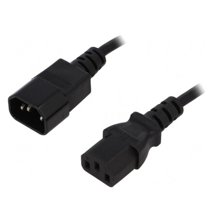 Cablu Alimentare IEC C13 Mamă la IEC C14 Tată 1m Negru 10A | Electronic-mag.ro | Componente Electronice