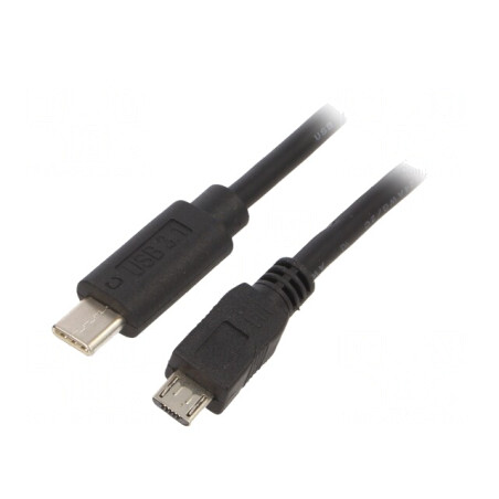 Cablu USB 2.0 Micro USB-B la USB-C Aurit 1.8m Negru | Electronic-mag.ro | Componente Electronice