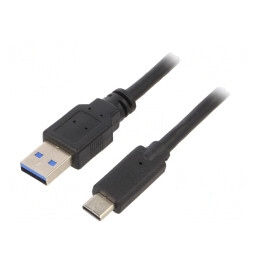 Cablu USB 3.0 A la C 0.1m Negru PVC Aurit | Electronic-mag.ro | Componente Electronice