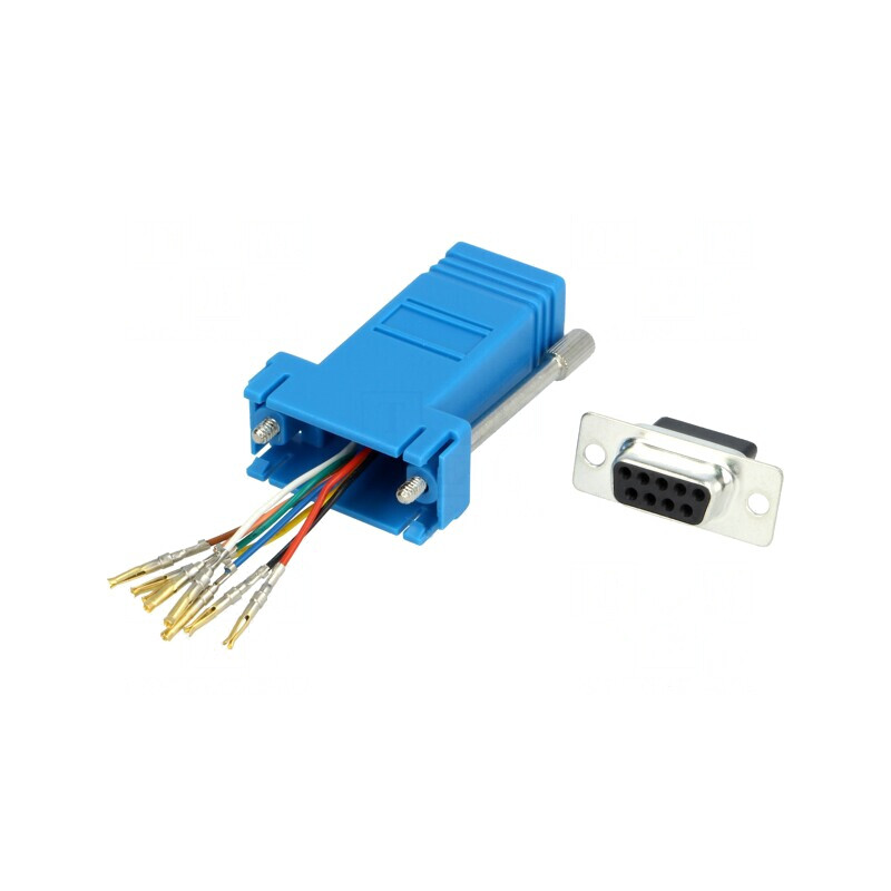 Adaptor D-Sub 9 Pin Mamă la RJ45 Soclu Albastru | Electronic-mag.ro | Componente Electronice