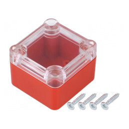 Carcasă universală ABS roșu 49x51x36mm cu garnitură | Electronic-mag.ro | Componente Electronice