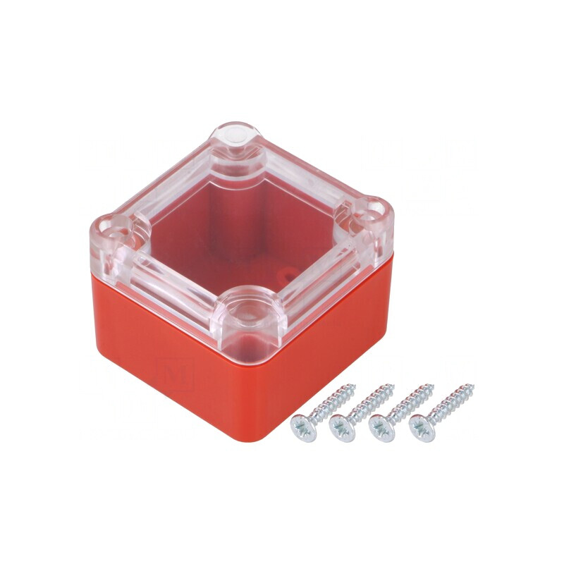 Carcasă universală ABS roșu 49x51x36mm cu garnitură | Electronic-mag.ro | Componente Electronice