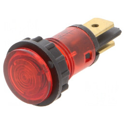 Lampă de Control Neon Convex Roșie 400VAC 12mm | Electronic-mag.ro | Componente Electronice