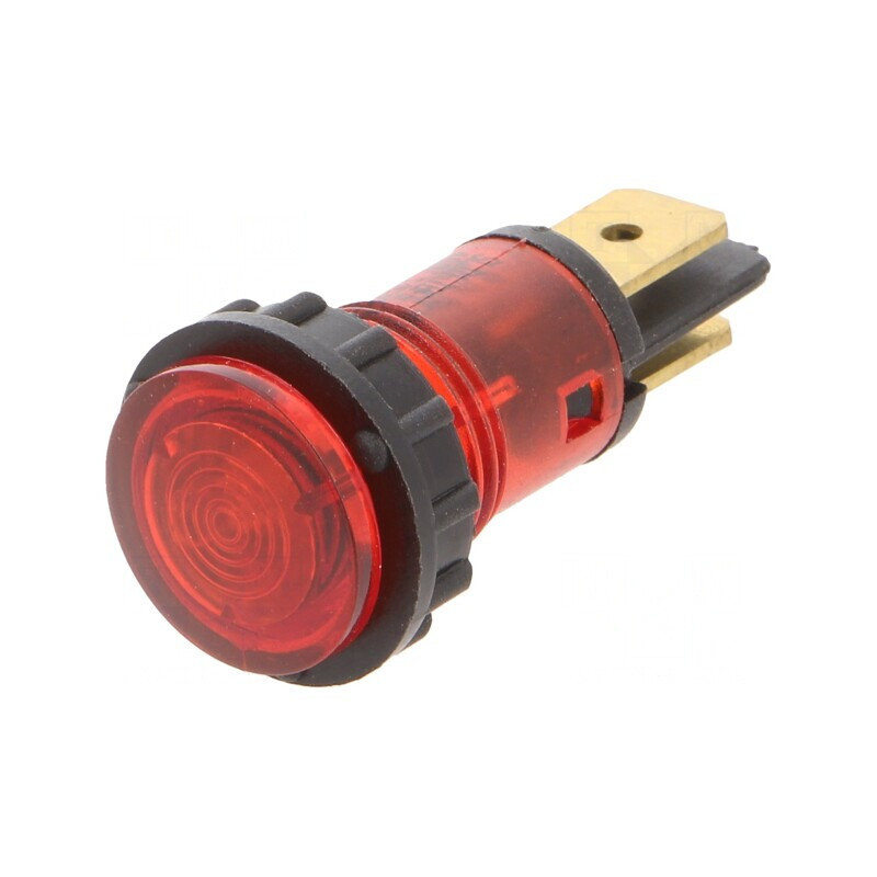 Lampă de Control Neon Convex Roșie 400VAC 12mm | Electronic-mag.ro | Componente Electronice