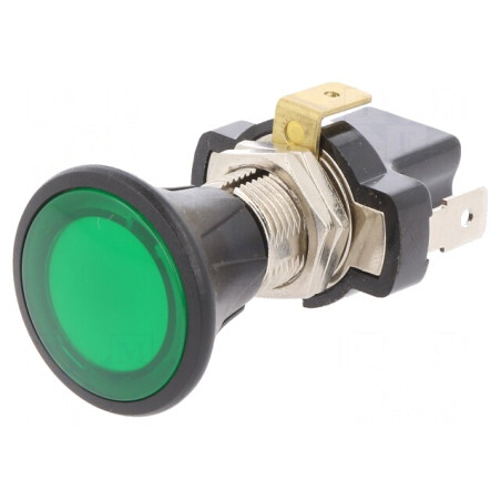Comutator Push-Pull Verde LED 10A 14VDC | Electronic-mag.ro | Componente Electronice