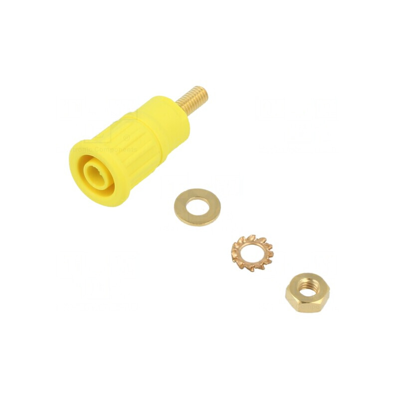 Soclu banană galben 4mm 32A 1kV aurit pe panou cu izolație | Electronic-mag.ro | Componente Electronice Soclu banană galben 4mm 32A 1kV aurit pe panou cu izolație | Electronic-mag.ro | Componente Electronice