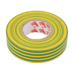 Bandă Electroizolantă 19mm x 25m Galben-Verde | Electronic-mag.ro | Componente Electronice