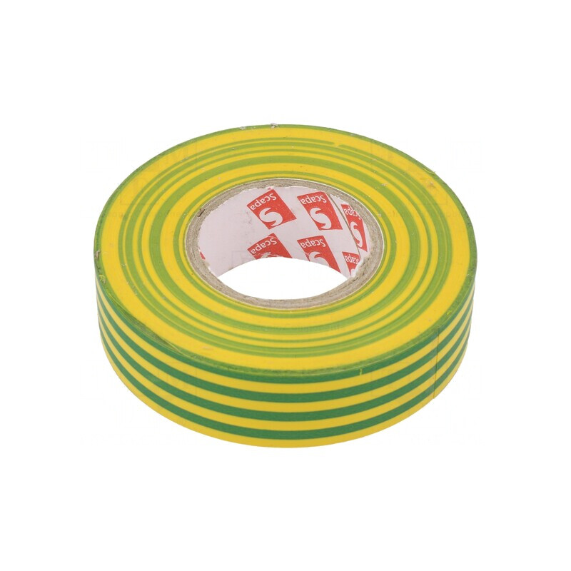 Bandă Electroizolantă 19mm x 25m Galben-Verde | Electronic-mag.ro | Componente Electronice