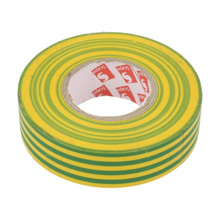 Bandă Electroizolantă 19mm x 25m Galben-Verde | Electronic-mag.ro | Componente Electronice